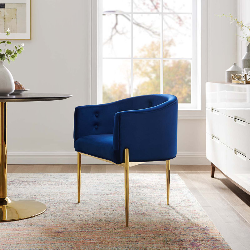 Savour Tufted Performance Velvet Accent Chair, Navy Velvet