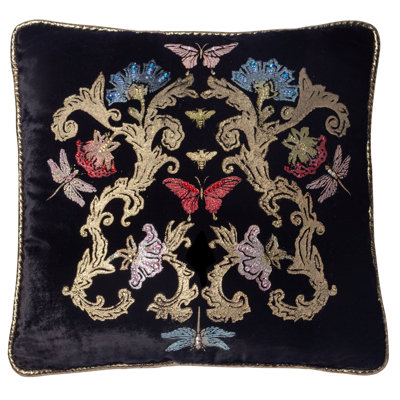 Night Blossom Velvet Square Pillow Cover