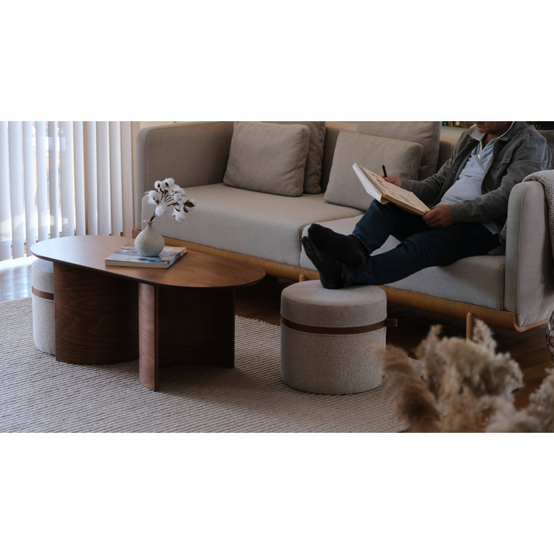 Kangaroo Solid Wood Coffee Table, Light Walnut, Gray