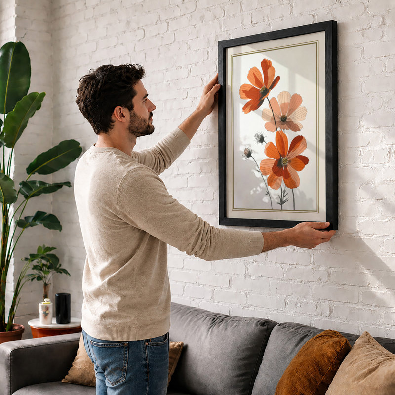 Cosmos Bloom Botanical - Framed Print, A1 - 84.1 x 59.4 cm, Black