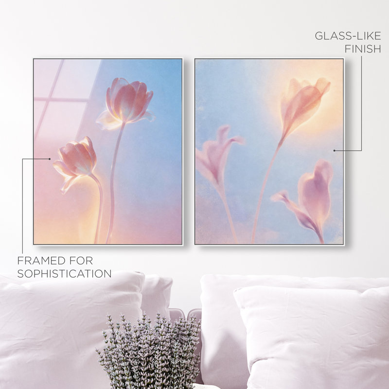 Iridescent Spring Set Set by Oliver Gal, 31"H x 37"W, White Floater Frame