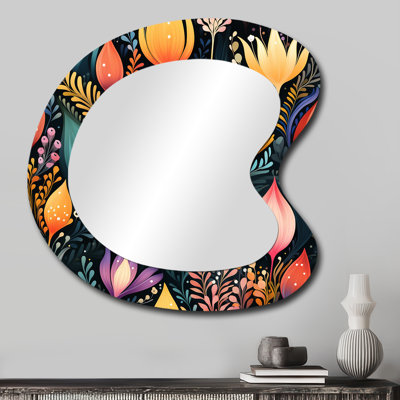 Motif botanique abstrait verdoyant Genesa - miroir décoratif de forme irrégulière floral