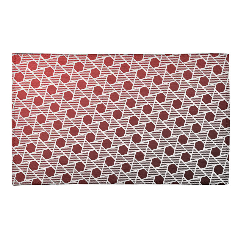 Tapis de zone en poly rouge hexagonals & triangles, Rectangle 2 pi x 3 pi