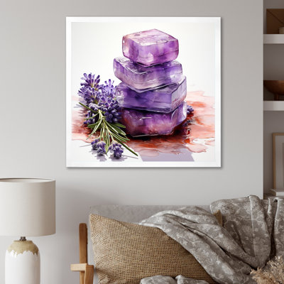 «Mauve lavande batjhroom savon III», impression sur toile lavande