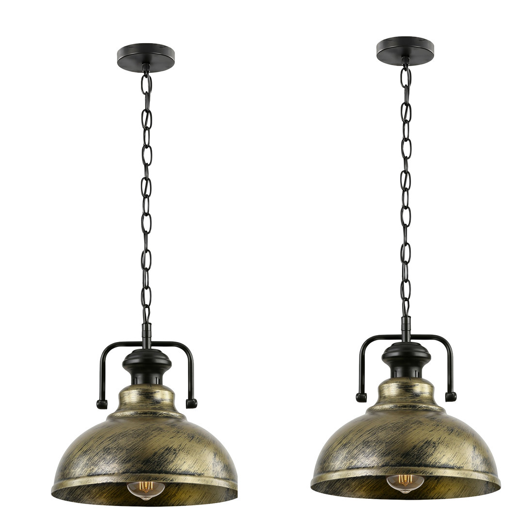 2 Pack Industrial Vintage 29cm Metal Shade Pendant Light Fittings Loft Bar Hanging Ceiling Light Easy Fit Light Adjustable E27 Pendant Island Kitchen