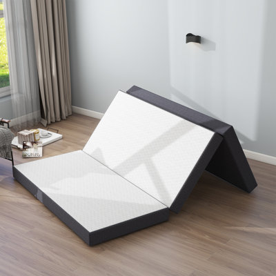 Foldable Memory Foam Mattress with Washable Cover for Camping by Alwyn Home