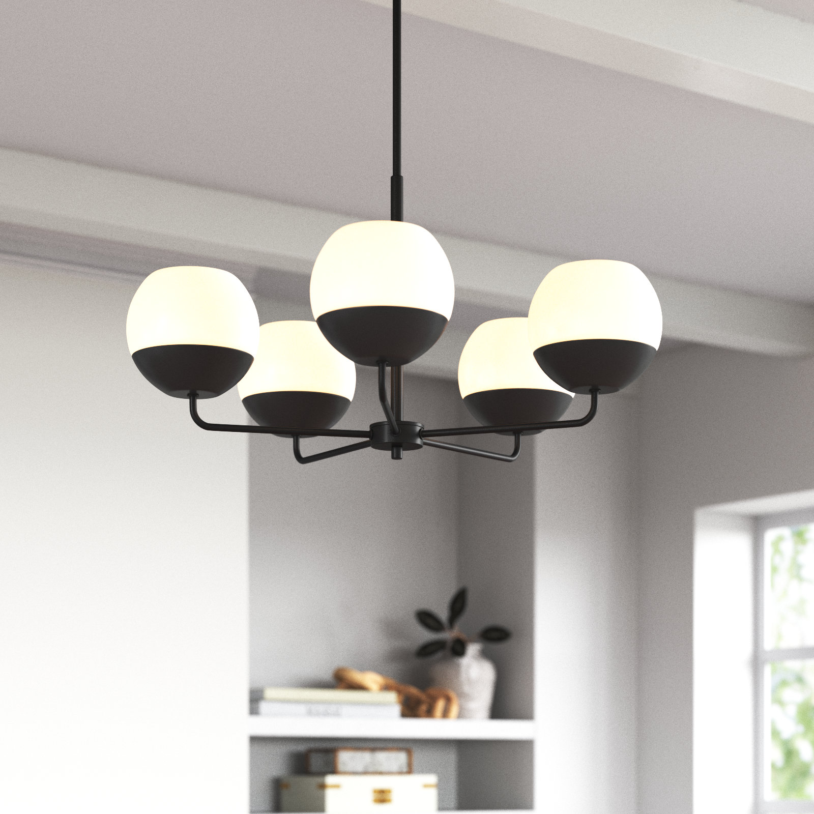 Avoca 5 - Light Metal Dimmable Chandelier, Midnight Black