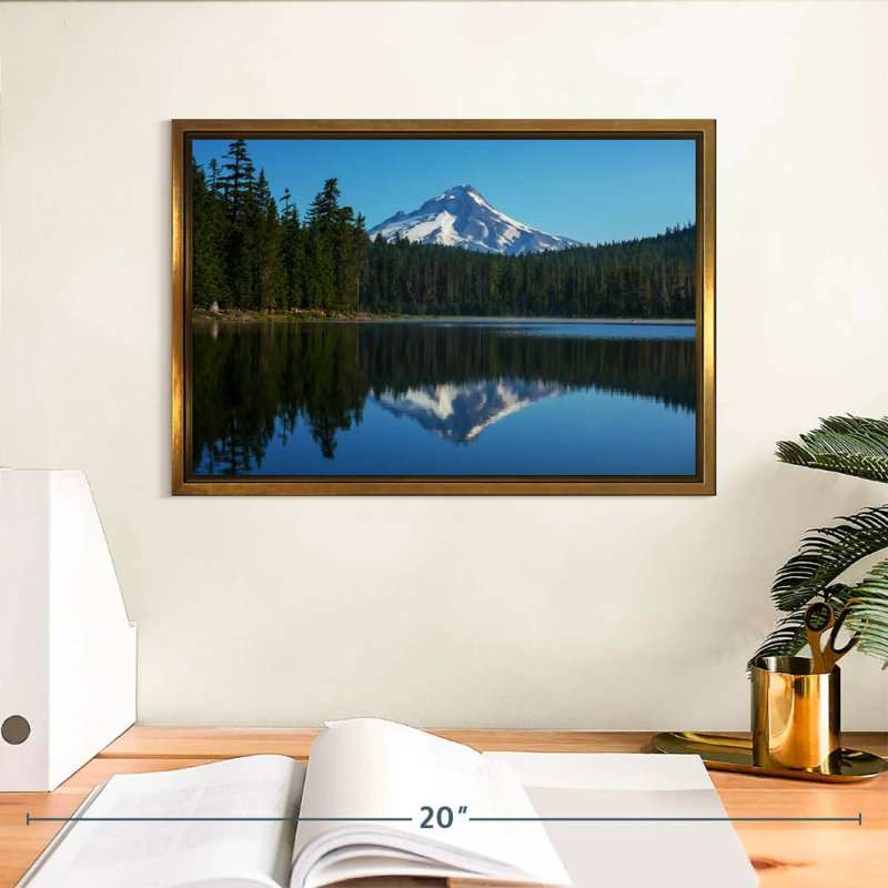 Mount Hood Reflection, Floating Frame Gold, 37" X 25"