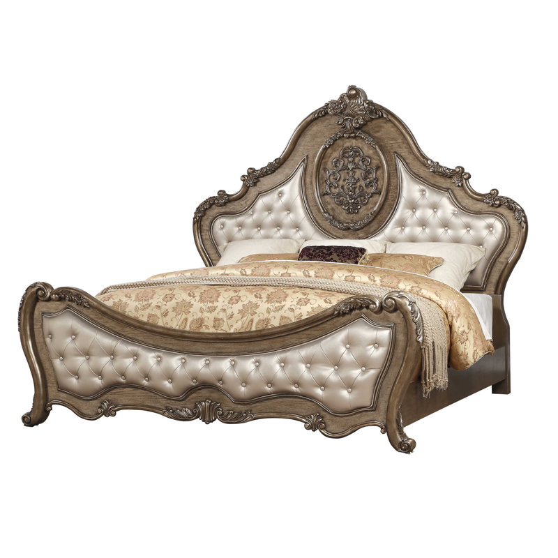 Diemer Upholstered Scalloped Bed, California King, Vintage Oak