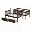 Lit superposé en bois d'hévéa avec 2 tiroirs, convertible en 2 lits simples, lit superposé simple avec échelle et garde-corps de sécurité
