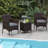  3 PCS Outdoor Conversation Set w/ Cushioned Seat & Tempered Glass Tabletop-997763627