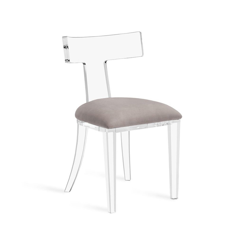 Nimbus Gray Velvet and Transparent Acrylic Side Chair