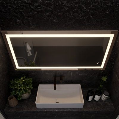 Miroir de salle de bain / meuble-lavabo lumineux en verre trempé anti-buée