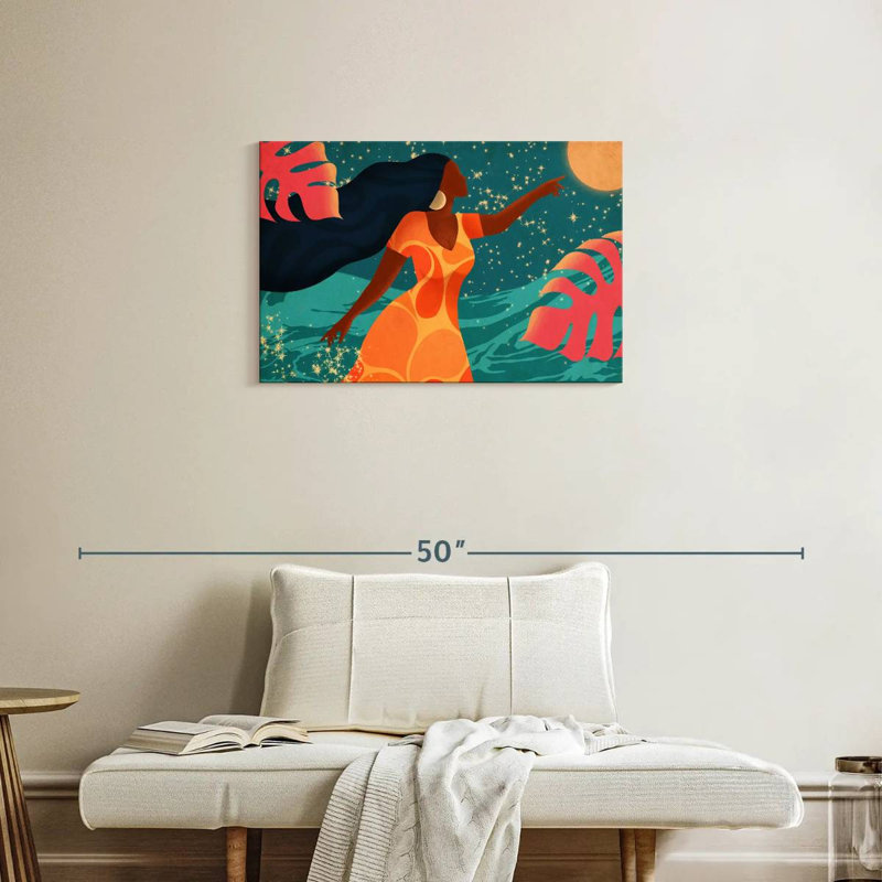 Latina chassant le clair de lune, H 20 po x l 30 po