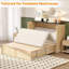 Grand lit escamotable en rotin avec tiroir de rangement, lit armoire peu encombrant pour enfants, adultes et invités, beige-1426220850