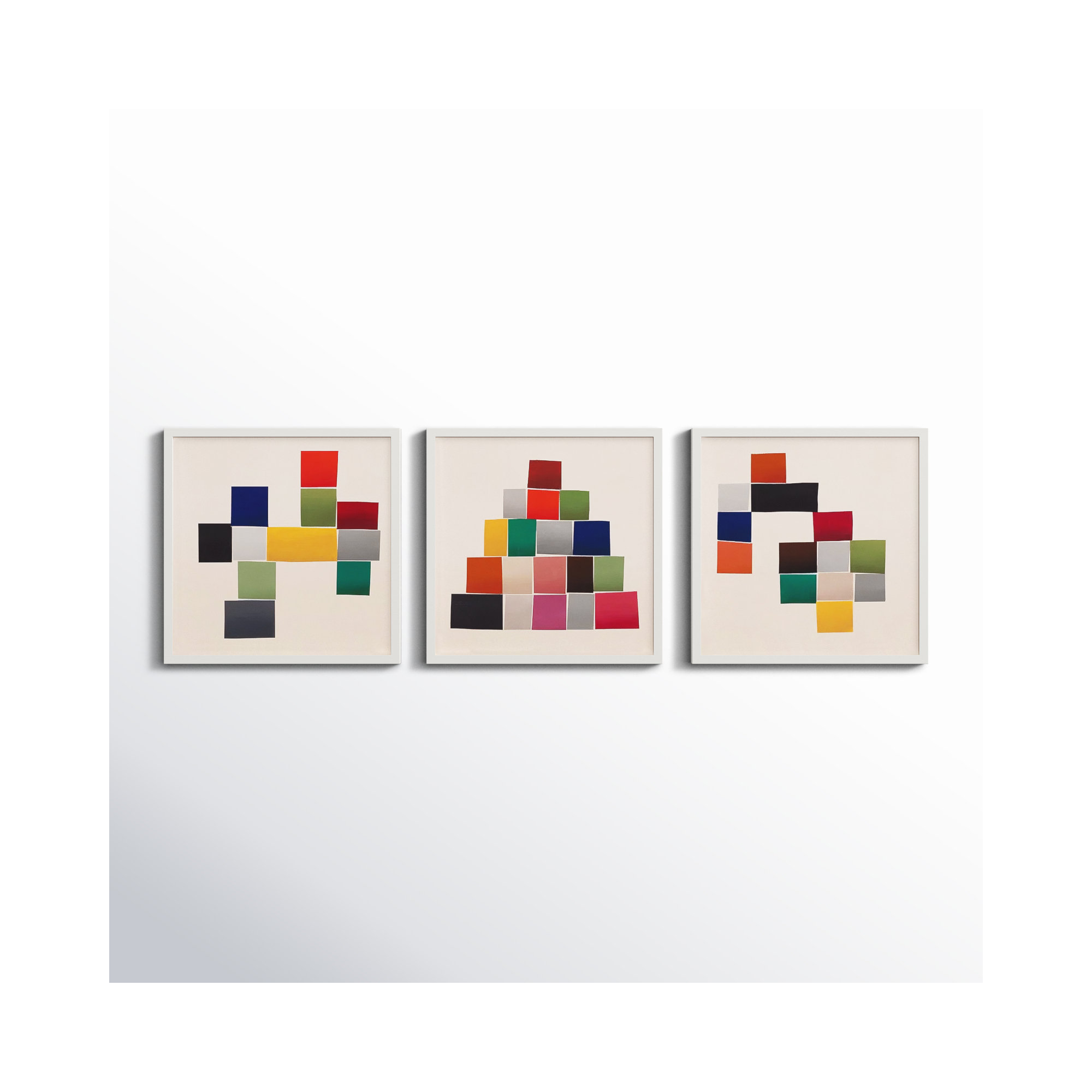 Jewels. Set Of 3 by Lee Lessem, 16" H x 16" W x 1.25" D, White Framed
