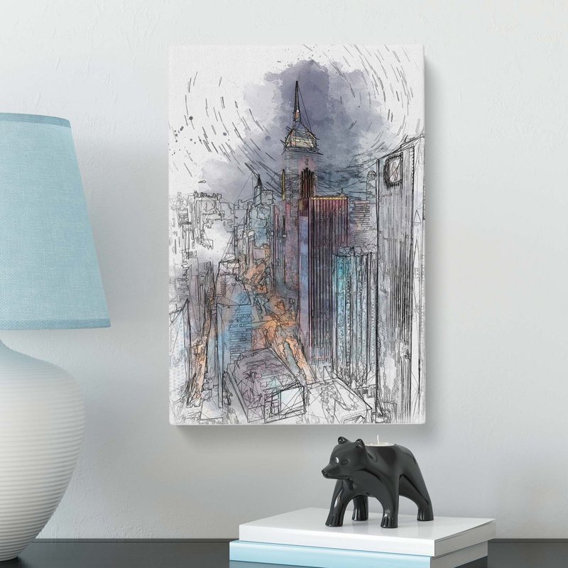 Midnight Dreams In Hong Kong In Abstract - Wrapped Canvas, 60cm H x 40cm W x 3cm D
