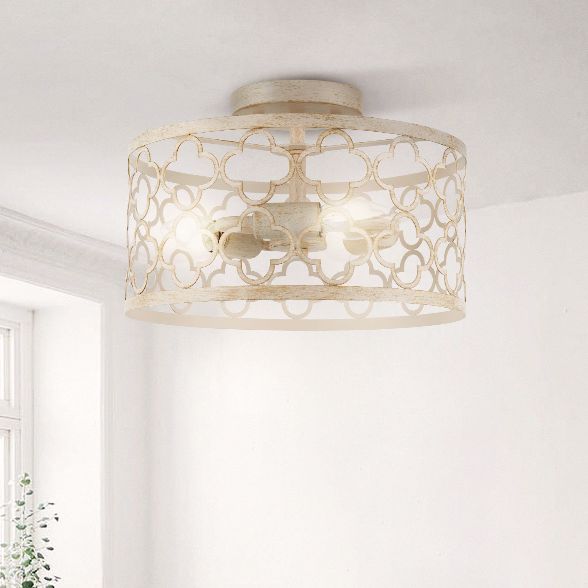 Laurel Foundry Modern Farmhouse Plafonnier semi-encastré 3 lumières ...