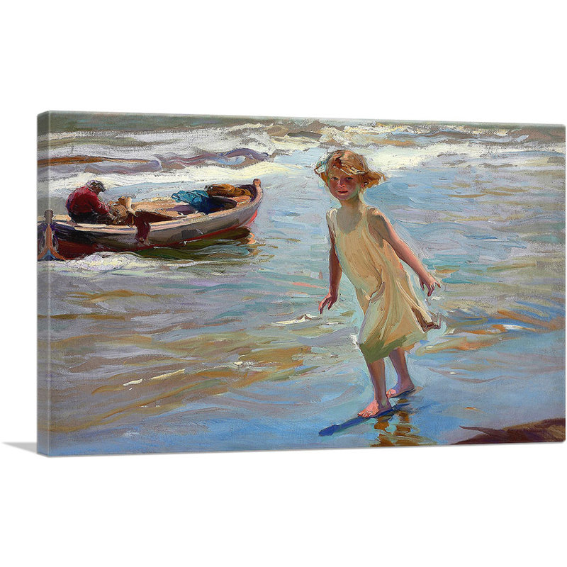 «Girl on the Beach 1910» par Joaquin Sorolla y Bastida, reproduction d'art sur toile tendue, H 12 po x l 18 po x 1,5 po