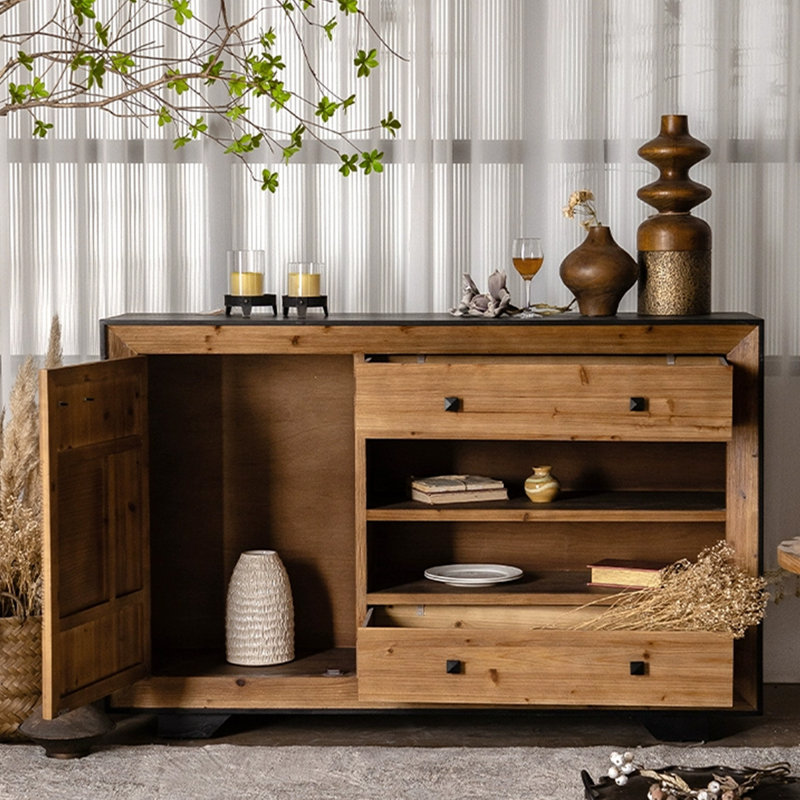 Buffet rétro en bois massif noir