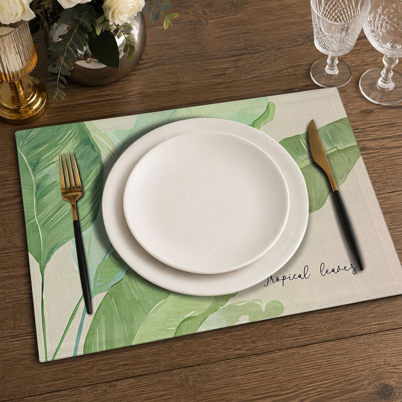 4-Piece Polyester Rectangle Dining Table Placemat