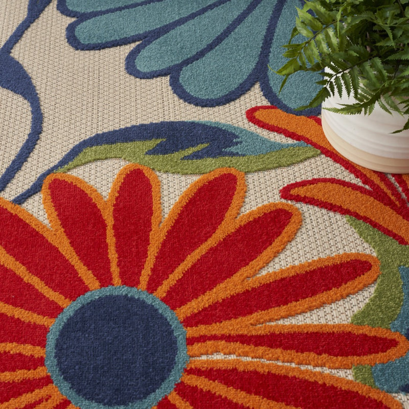 Tapis floral antidérapant multicolore 4 pi x 6 pi