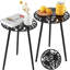 Ensemble de 2 tables d'appoint d'extérieur en métal, tables de bout rondes pour patio, résistant aux intempéries, noir