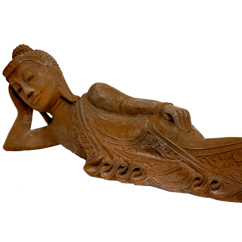 Reclining Iron Look Buddha Figurine
