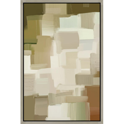 Abstrait beige et brun clair, composition d'art sur toile encadrée