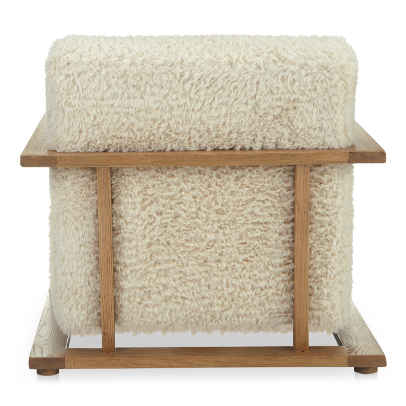 ECKERSLEY LOUNGE CHAIR CREAM FAUX FUR, Cream Faux Fur