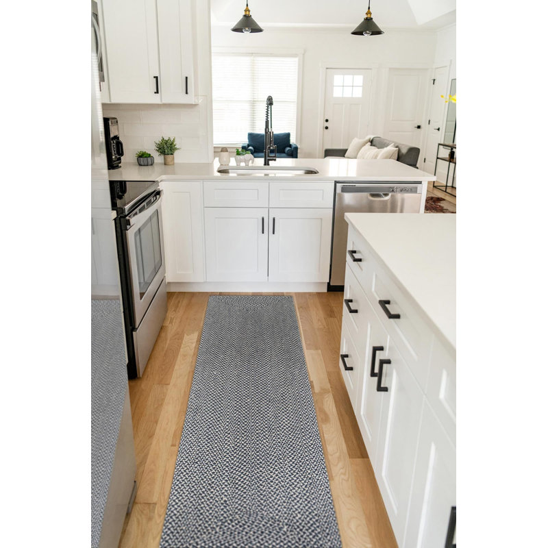 Tapis contemporain bleu Aideen, Tapis de couloir 2 pi x 8 pi