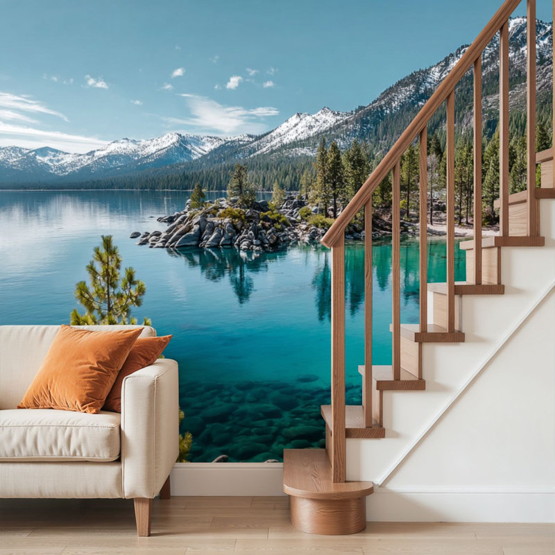 Adhésif mural amovible auto-adhésif Lake Tahoe Cove, L 68,88 po x l 96 po