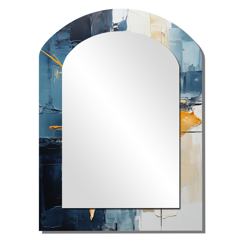 «Abstract Layers I - Abstract Collages Arch, Miroir décoratif, 34 po x 25 po