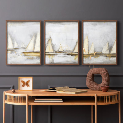 Mer et rivage, série III, ensemble de 3 estampes numériques, prêt à accrocher