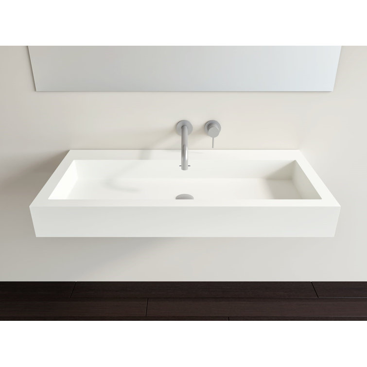 Polymarble 39.3" Wall Mount Bathroom Sink with Overflow