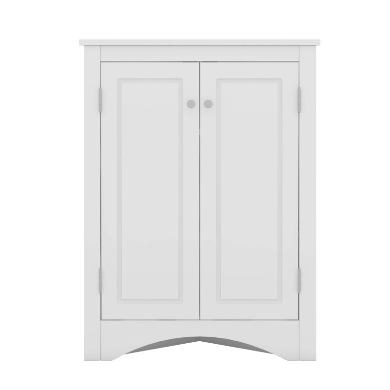Corner Cabinet With Adjustable Shelves And Doors, White