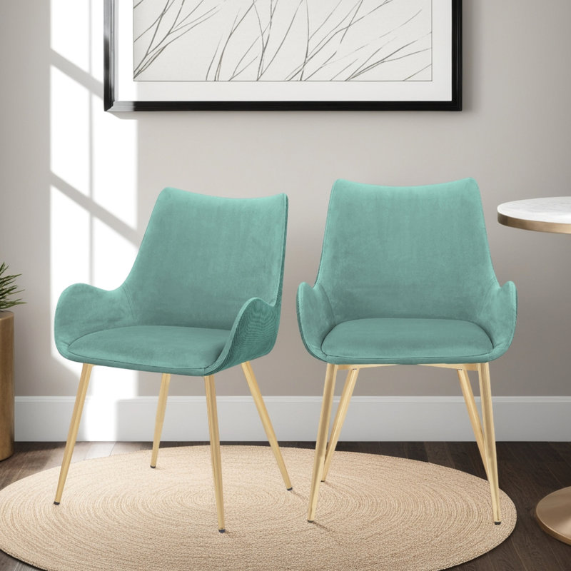 Fauteuil rembourré bleu sarcelle - Pieds dorés, confortable et stable, idéal pour une chambre, résistant aux taches, convient également au salon.