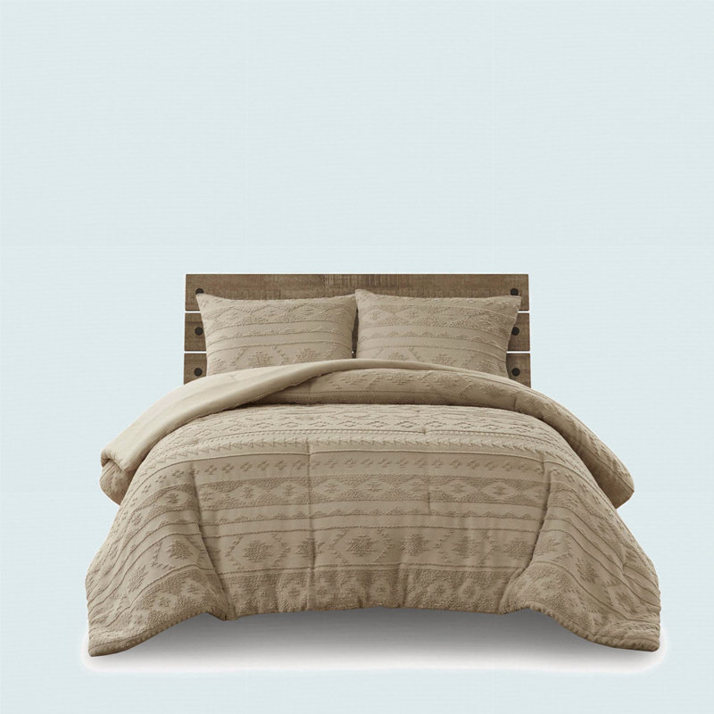 Chenille Oversized Comforter Set Tan, Full/Queen Comforter + 2 Additional Pieces