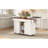 52" White Fluted Rolling Kitchen Island with Drop Leaf, Power Outlet & Adjustable Shelves - Storage Cart with 2 Doors, 2 Drawers & Walnut Color Top-211422344-211422347