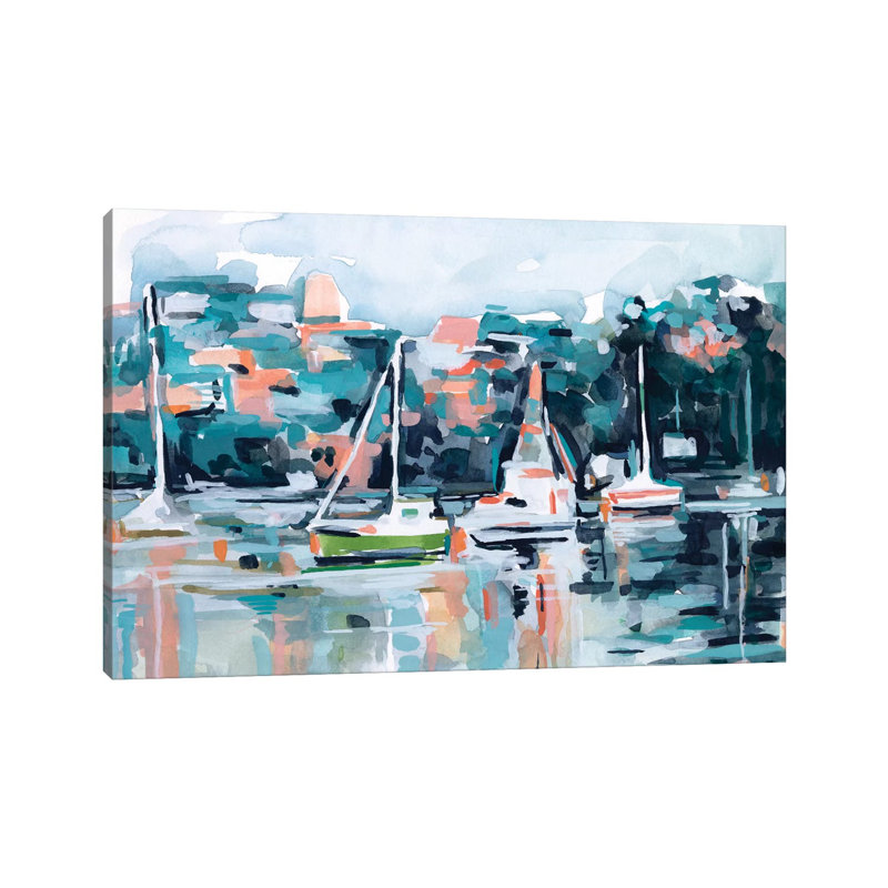 Watercolour Bay I by Emma Scarvey - Wrapped Canvas Painting, 20.32 cm H x 30.48 cm W