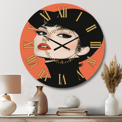 Horloge murale ronde silencieuse en métal orange rétro, inspirée des années 60