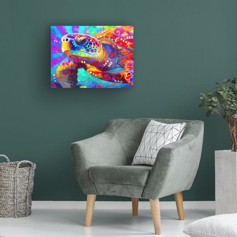 Art sur toile, bolle Dean Russo, la tortue de mer, H 14 po x l 19 po