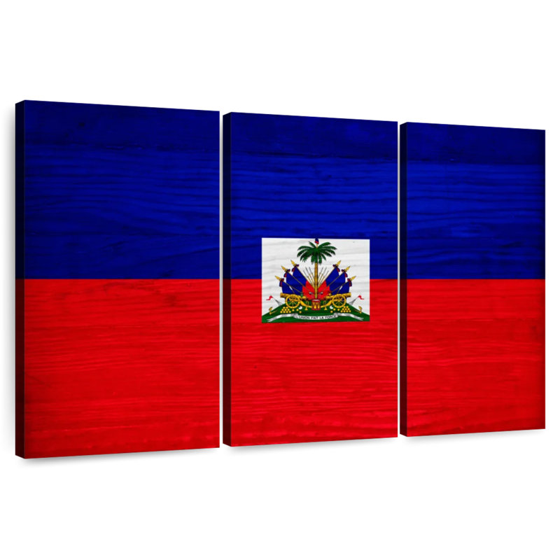 Borges Wood Haiti Flag, 32" H x 50" W