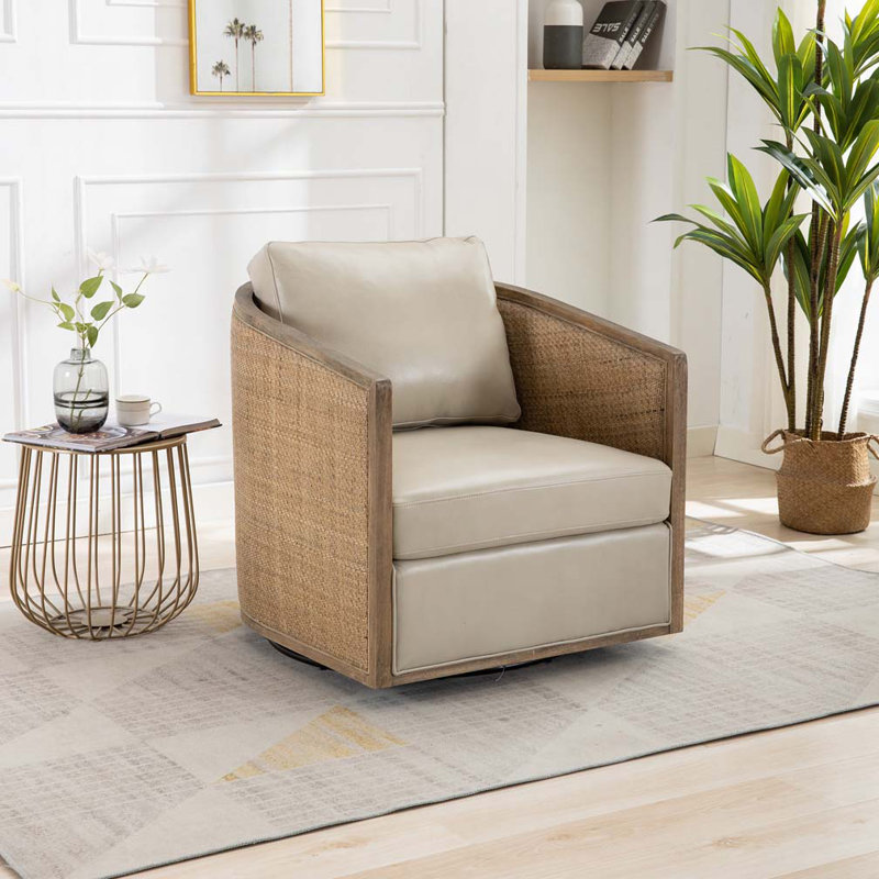 Rattan 360 Degree Swivel Barrel Club Chair