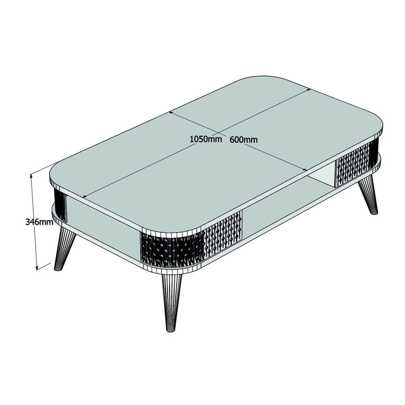 Modern Coffee Table, 41.3 x 13.6 x 23.6 inches | 100% Melamine Coated Particle Board, Thickness: 0.7 inches | Scandinavian Geometric Design, Stylish & Functional for Living Room, Elegant Decor