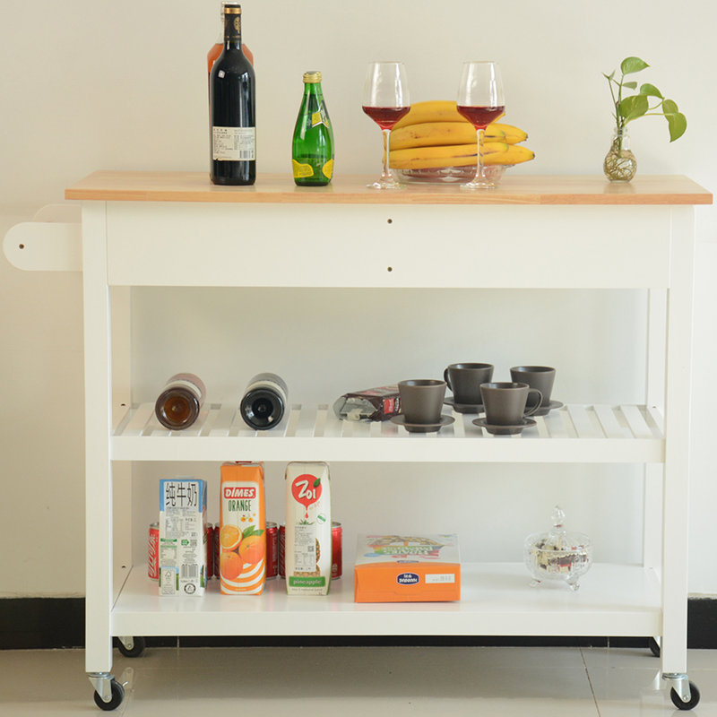 Îlot de cuisine, tablettes ouvertes et chariot de îlot de construction à panneau de densité P2, grand rangement verrouillable