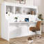 Lit escamotable simple avec bureau et tablettes de rangement - Lit mural peu encombrant pour petites pièces et bureau personnel, blanc-1435259611