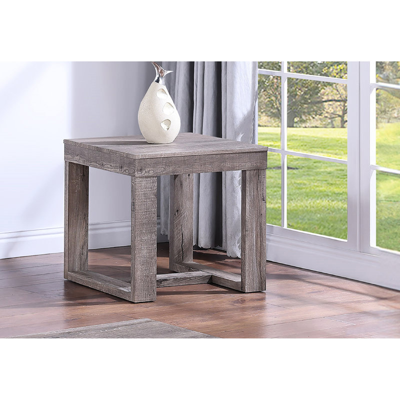 Table de bout de salon rustique brun gris brun clair avec style contemporain