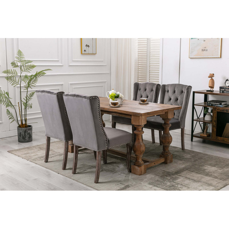 Chaise d'appoint en velours capitonné de 25,6 po de largeur Gennavive, gris