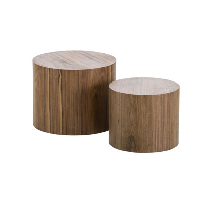 Coffee Tables With Natural Finish - Living Room, Bedroom, Office Furniture Easy To Clean Surface No Assembly Required Ash/Oak Veneer Tables, Round Shape, For Various Spaces, And Beautiful, Of 2,
